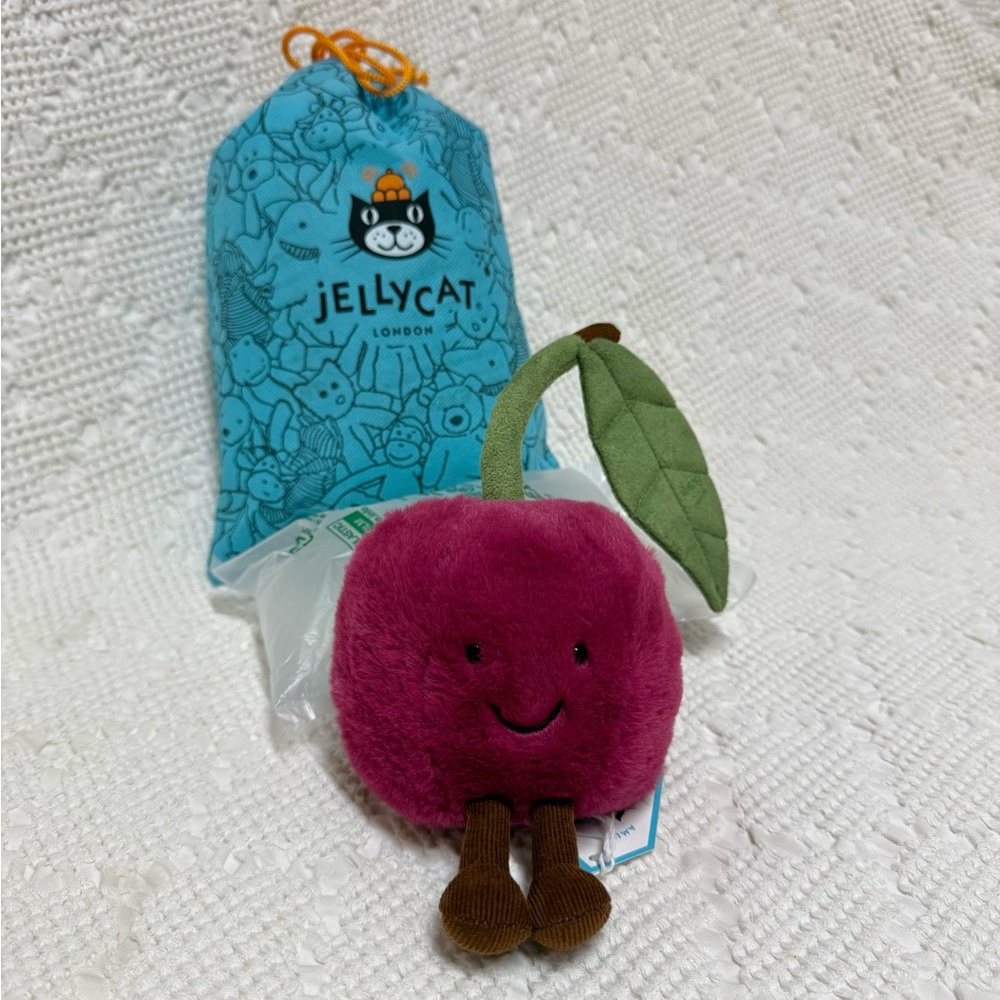 Jellycat Amuseable Cherry 🍒 5x4" Soft & Plush NWT - Picture 4 of 9
